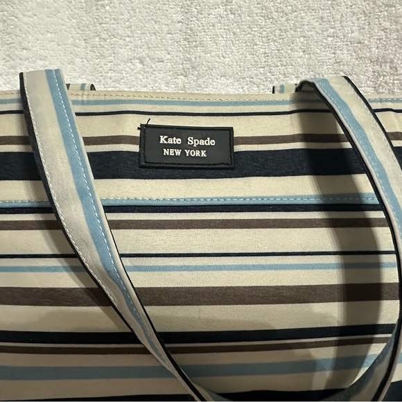 -SOLD-Kate Spade Stripped Canvas Tote Bag - Picture 3 of 15